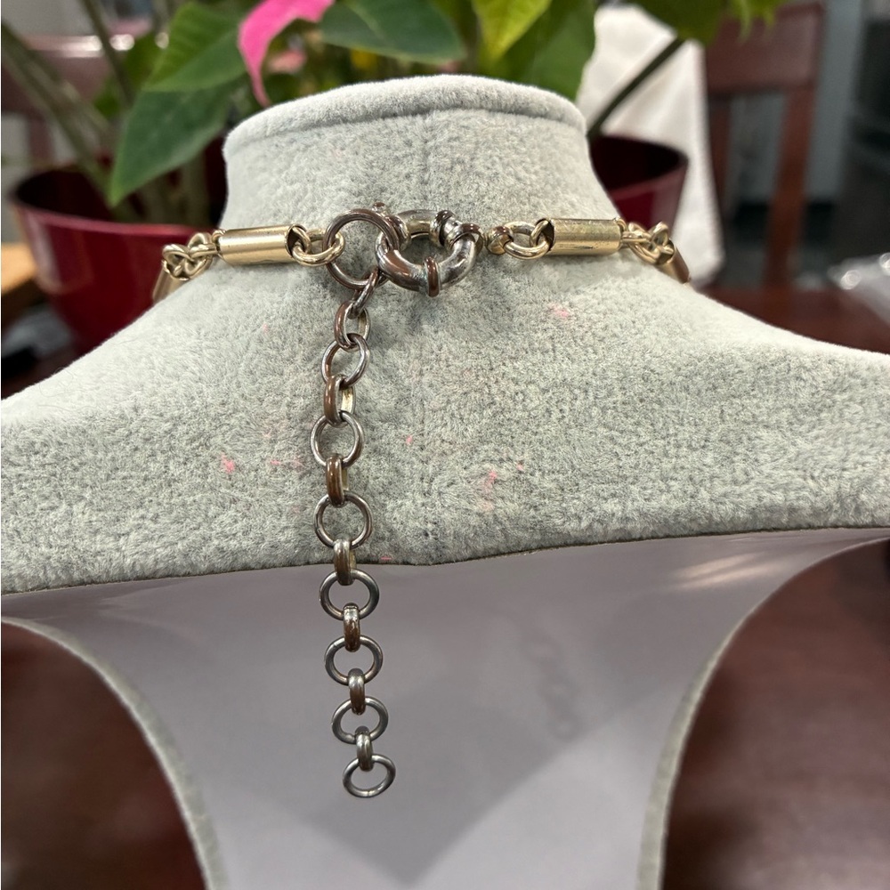 White and Gold Tone Statement Necklace - Picture 6 of 7